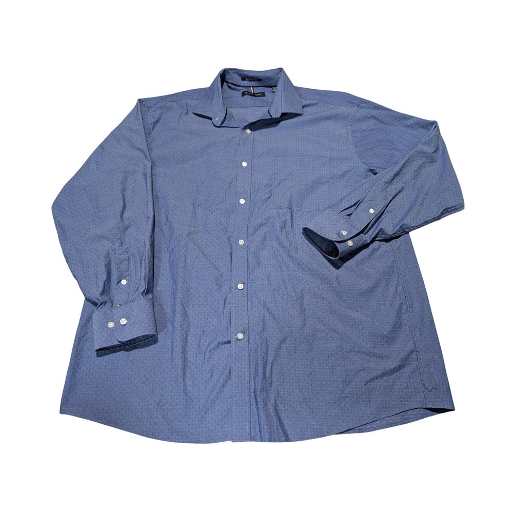 Tommy Hilfiger Button Down Mens XL Blue Regular‎ Fit Stretch Wrinkle Resistant